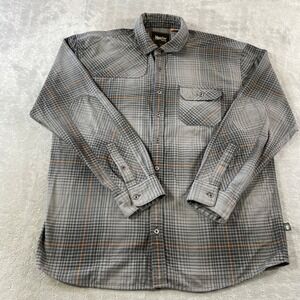 Howler Bros Harkers Flannel Shirt Mens XL Gray Plaid Elbow Patch Hunter Yoke